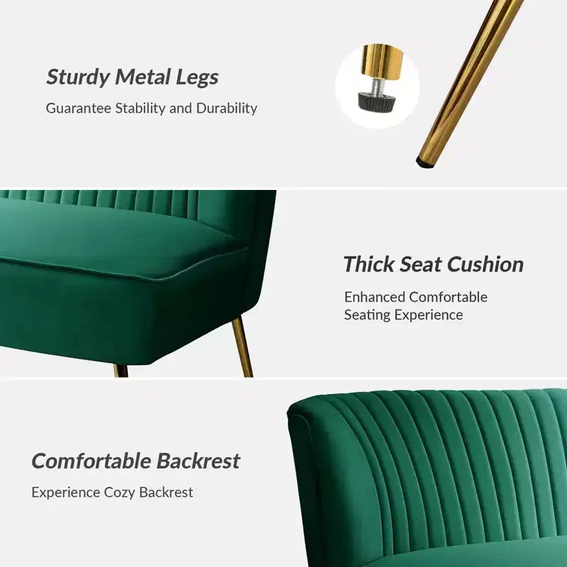 Velvet Loveseat Chair - Contemporary 2-Seater Tufted Back Sofa