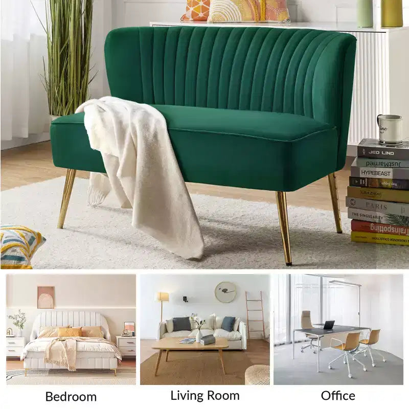 Velvet Loveseat Chair - Contemporary 2-Seater Tufted Back Sofa
