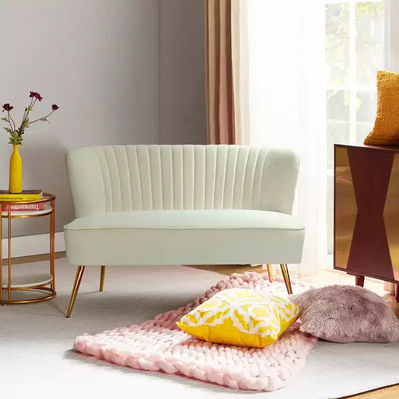 Velvet Loveseat Chair - Contemporary 2-Seater Tufted Back Sofa