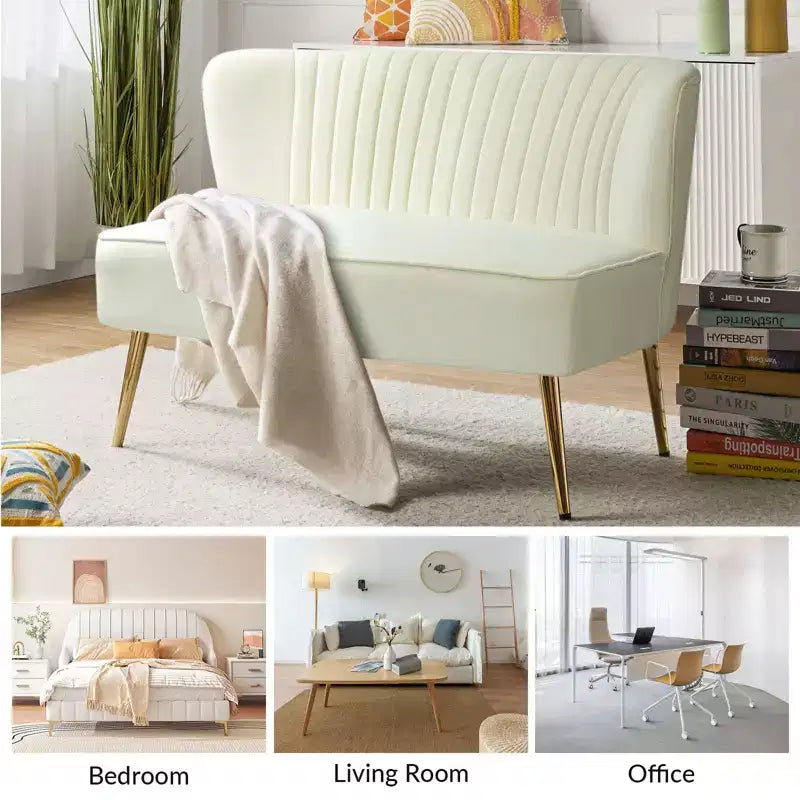 Velvet Loveseat Chair - Contemporary 2-Seater Tufted Back Sofa