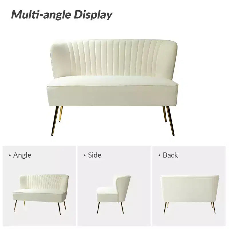Velvet Loveseat Chair - Contemporary 2-Seater Tufted Back Sofa