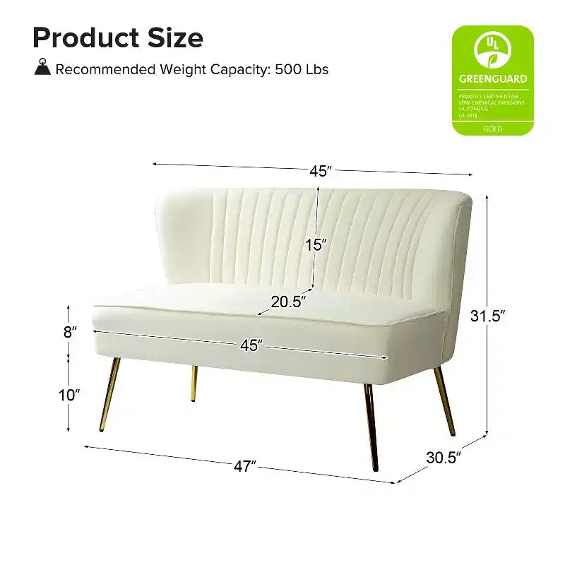 Velvet Loveseat Chair - Contemporary 2-Seater Tufted Back Sofa