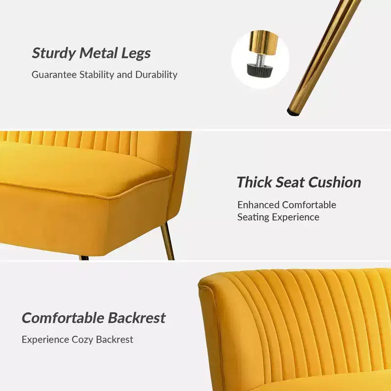Velvet Loveseat Chair - Contemporary 2-Seater Tufted Back Sofa