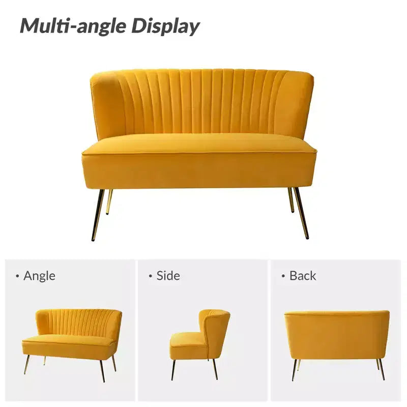 Velvet Loveseat Chair - Contemporary 2-Seater Tufted Back Sofa