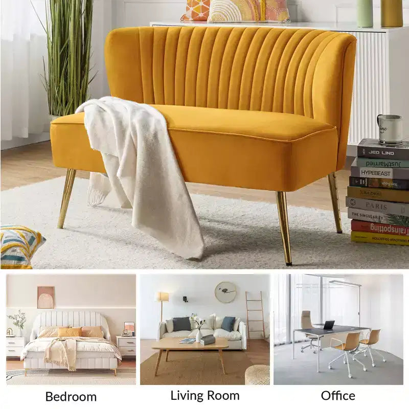 Velvet Loveseat Chair - Contemporary 2-Seater Tufted Back Sofa
