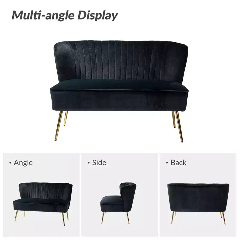 Velvet Loveseat Chair - Contemporary 2-Seater Tufted Back Sofa