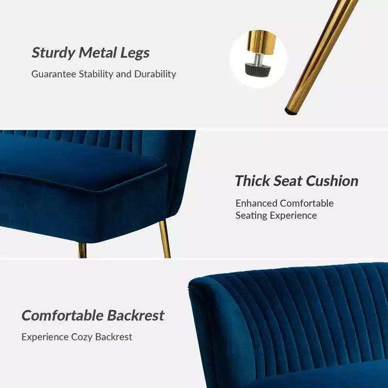 Velvet Loveseat Chair - Contemporary 2-Seater Tufted Back Sofa