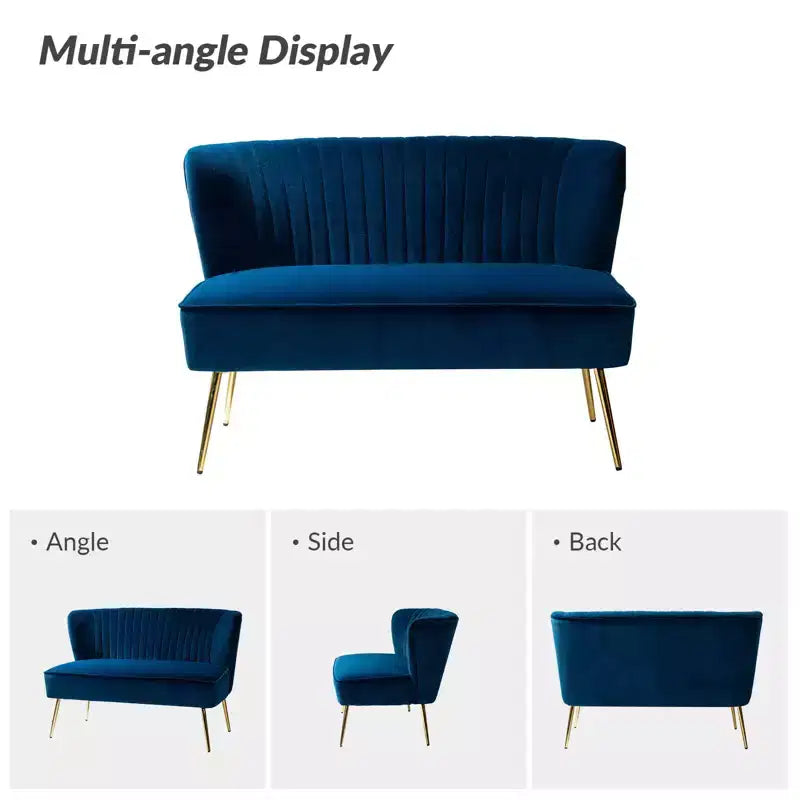 Velvet Loveseat Chair - Contemporary 2-Seater Tufted Back Sofa