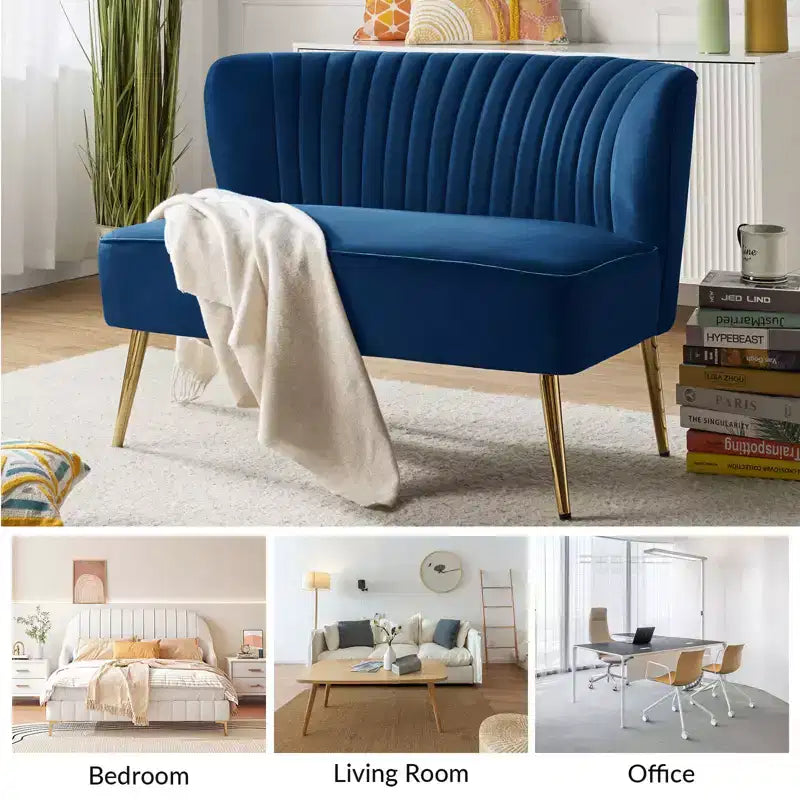 Velvet Loveseat Chair - Contemporary 2-Seater Tufted Back Sofa