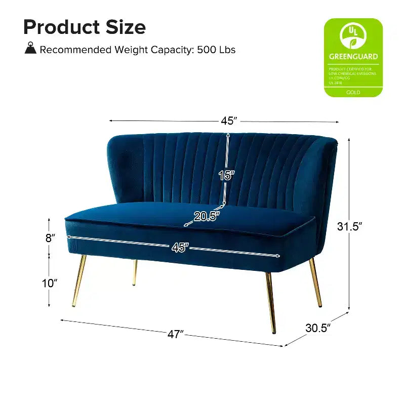 Velvet Loveseat Chair - Contemporary 2-Seater Tufted Back Sofa
