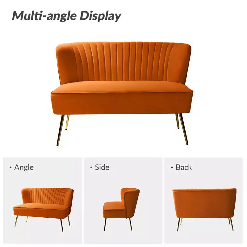 Velvet Loveseat Chair - Contemporary 2-Seater Tufted Back Sofa
