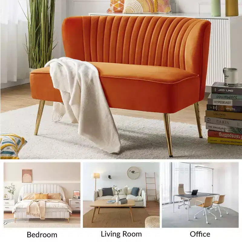 Velvet Loveseat Chair - Contemporary 2-Seater Tufted Back Sofa