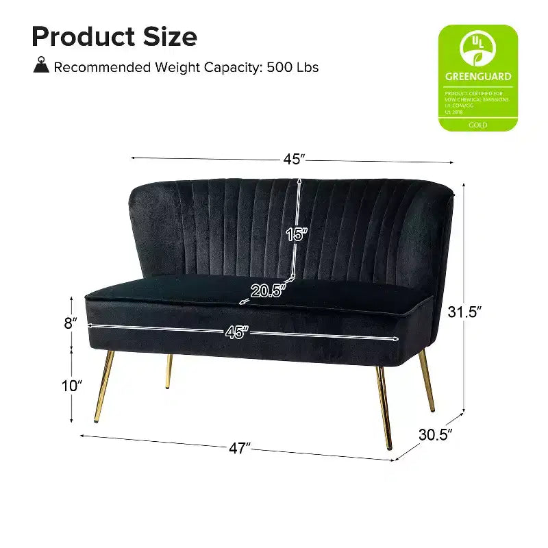 Velvet Loveseat Chair - Contemporary 2-Seater Tufted Back Sofa