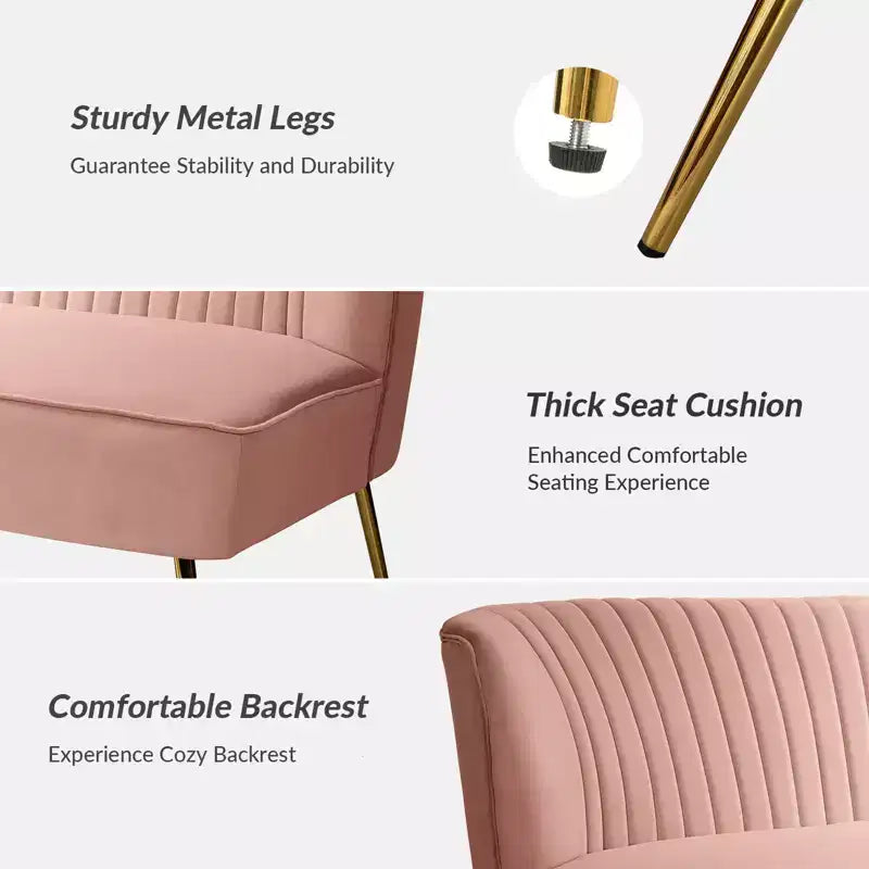 Velvet Loveseat Chair - Contemporary 2-Seater Tufted Back Sofa