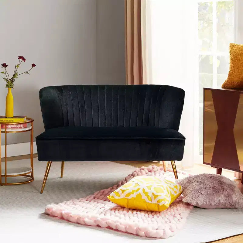 Velvet Loveseat Chair - Contemporary 2-Seater Tufted Back Sofa
