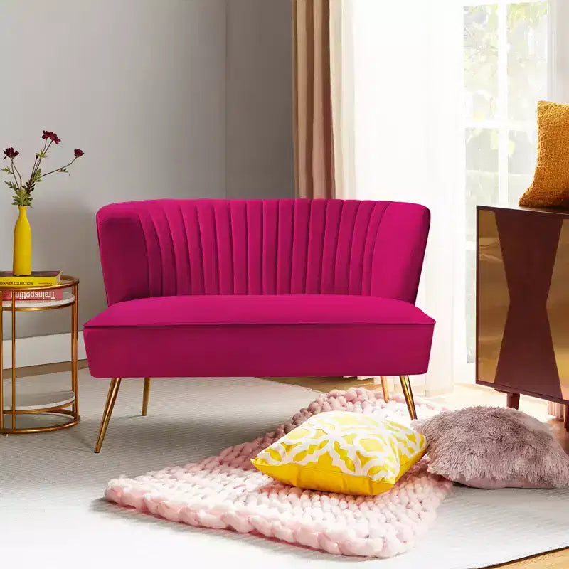 Velvet Loveseat Chair - Contemporary 2-Seater Tufted Back Sofa