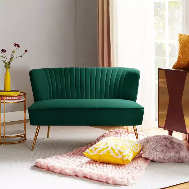 Velvet Loveseat Chair - Contemporary 2-Seater Tufted Back Sofa
