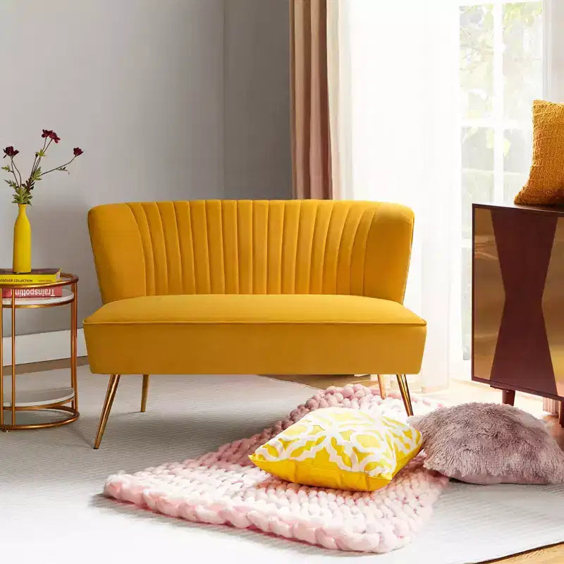Velvet Loveseat Chair - Contemporary 2-Seater Tufted Back Sofa