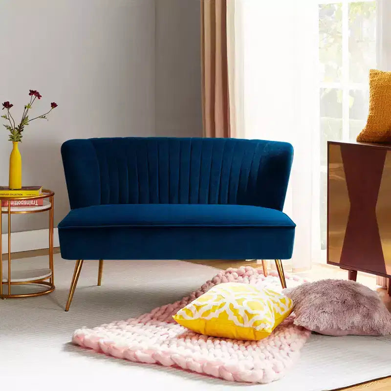 Velvet Loveseat Chair - Contemporary 2-Seater Tufted Back Sofa