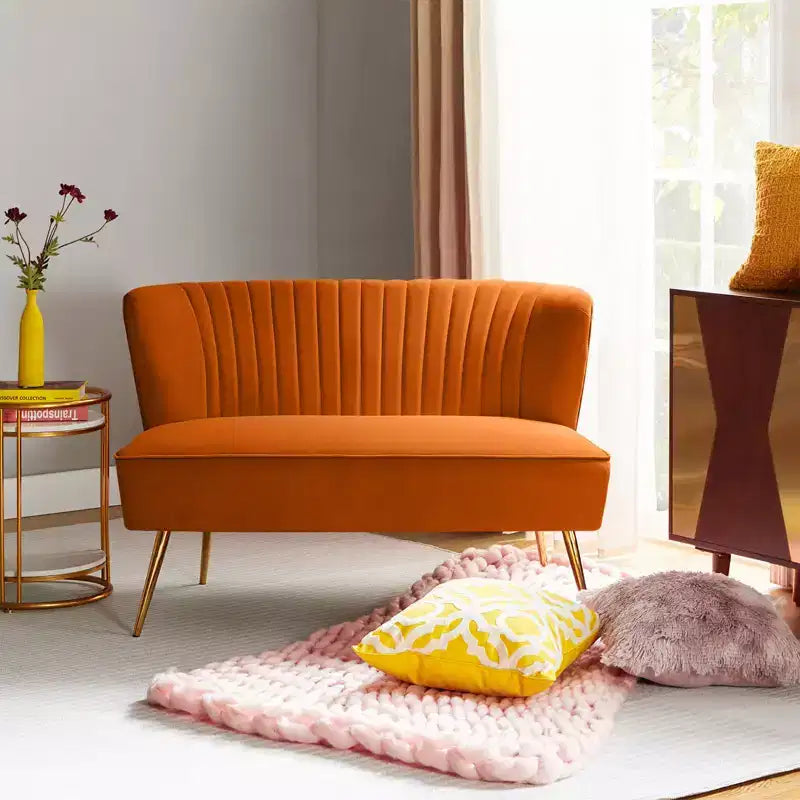 Velvet Loveseat Chair - Contemporary 2-Seater Tufted Back Sofa