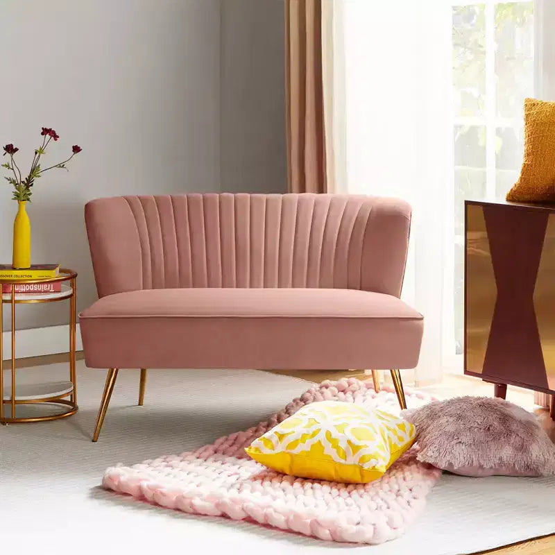 Velvet Loveseat Chair - Contemporary 2-Seater Tufted Back Sofa