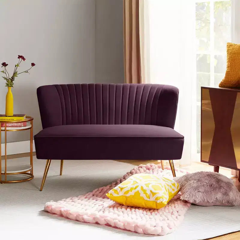 Velvet Loveseat Chair - Contemporary 2-Seater Tufted Back Sofa