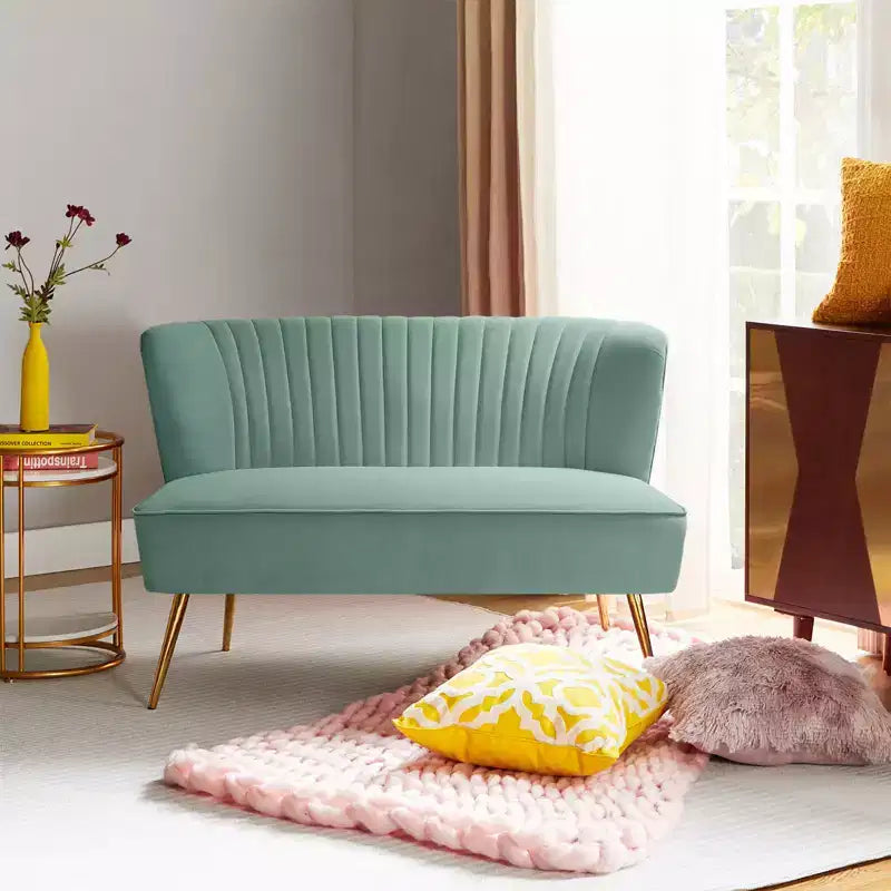 Velvet Loveseat Chair - Contemporary 2-Seater Tufted Back Sofa