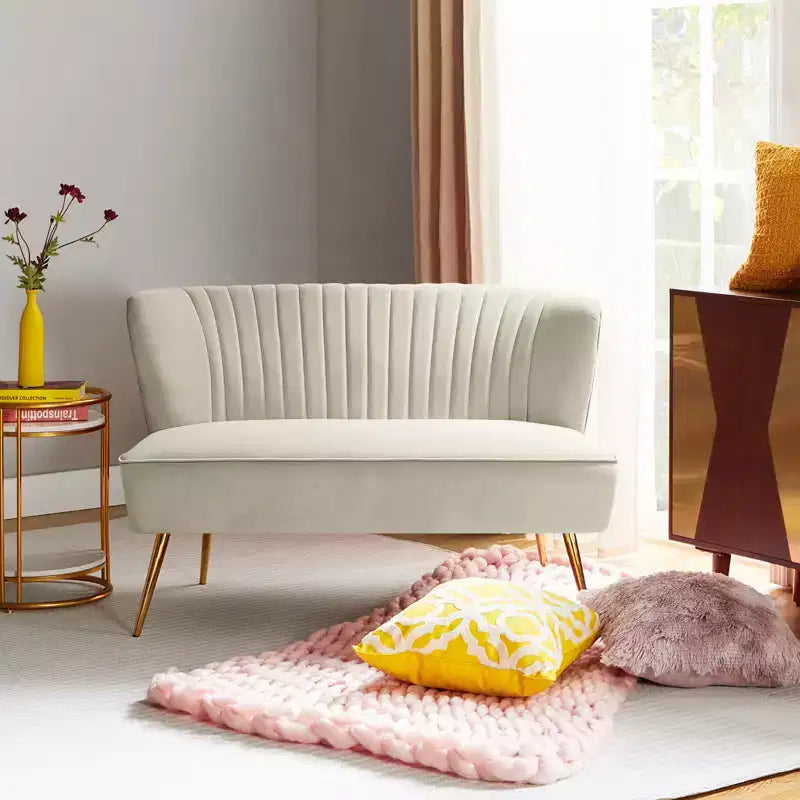Velvet Loveseat Chair - Contemporary 2-Seater Tufted Back Sofa