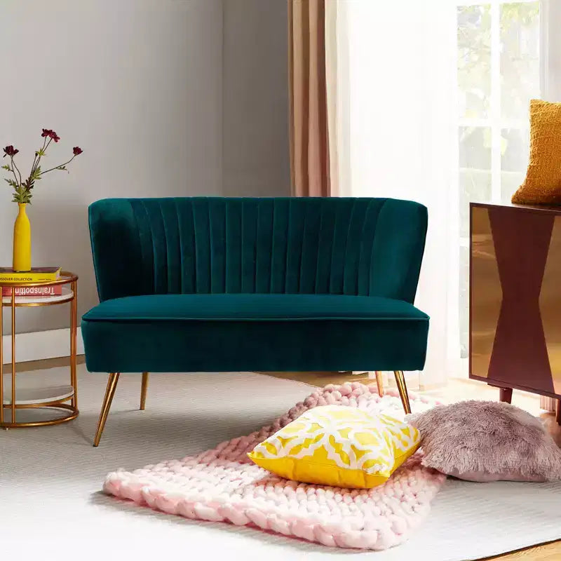 Velvet Loveseat Chair - Contemporary 2-Seater Tufted Back Sofa