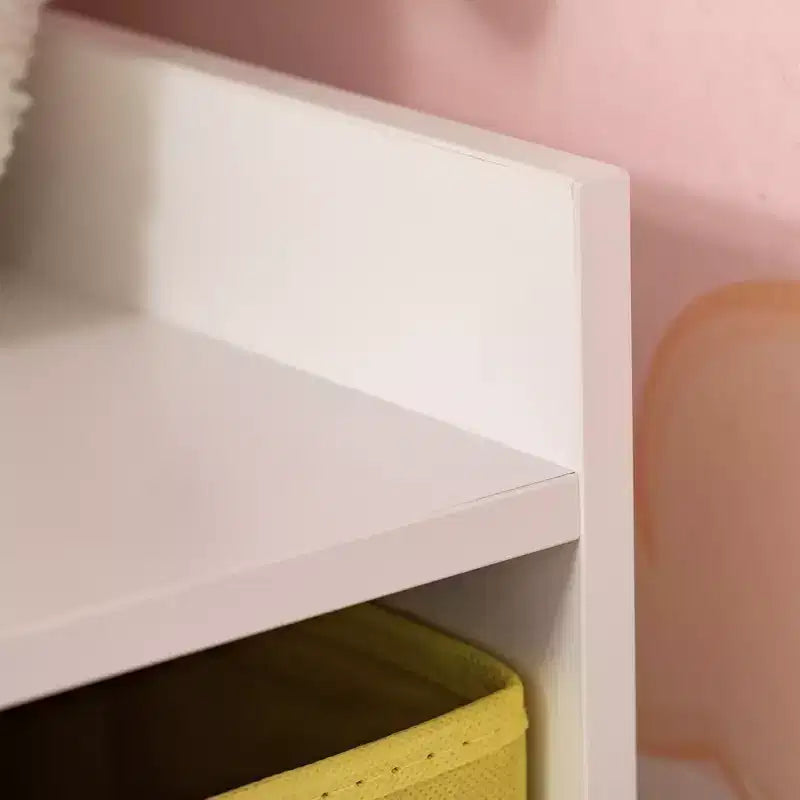Wooden Kids Cabinet Freestanding Corner Storage Drawer Toys Clothes Books Organizer Dresser Children Bookcase Display Shelf Wardrobe for Bedroom with Anti-toppling Hardware Drawers