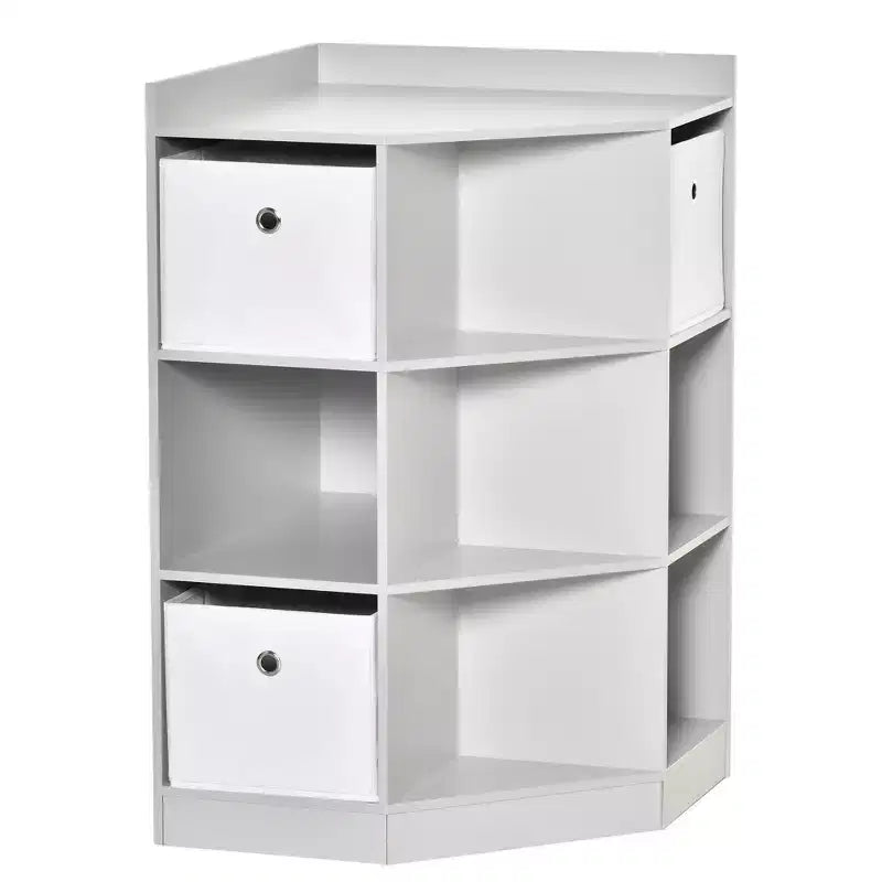 Wooden Kids Cabinet Freestanding Corner Storage Drawer Toys Clothes Books Organizer Dresser Children Bookcase Display Shelf Wardrobe for Bedroom with Anti-toppling Hardware Drawers