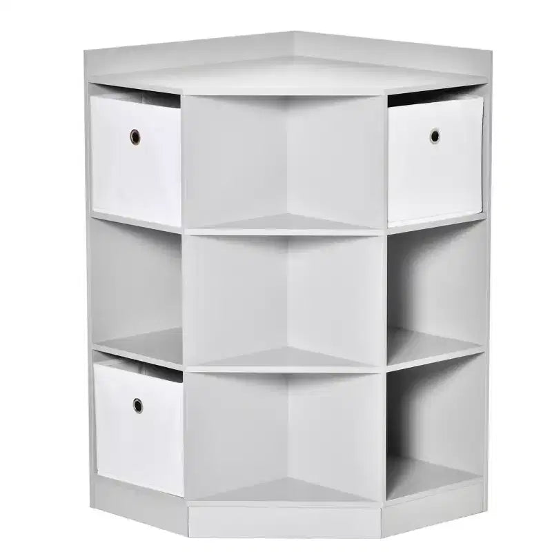 HOMCOM Wooden Kids Cabinet Freestanding Corner Storage Drawer Toys Clothes Books Organizer Dresser Children Bookcase Display Shelf Wardrobe for Bedroom with Anti-toppling Hardware Drawers