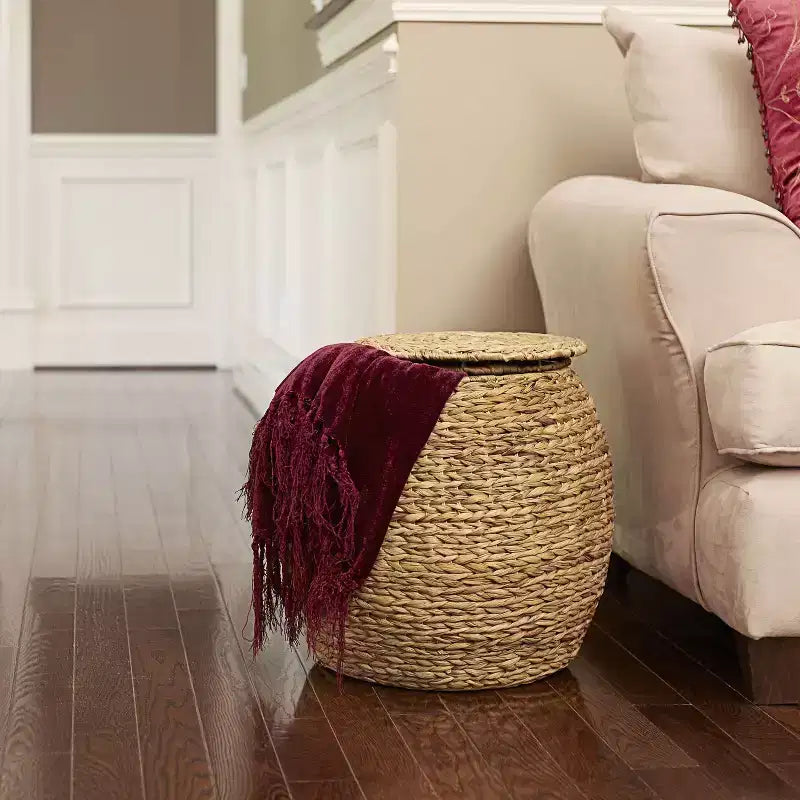Barrel Wicker Side Table