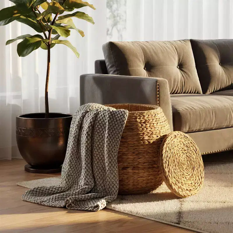 Barrel Wicker Side Table