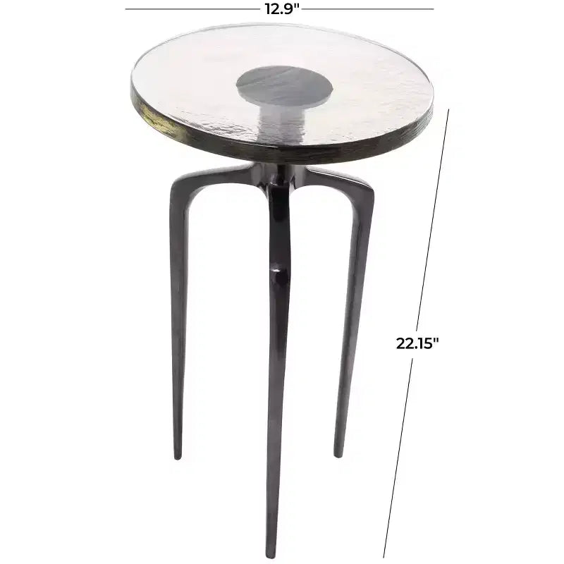 Aluminum Accent Table with Textured Glass Tabletop