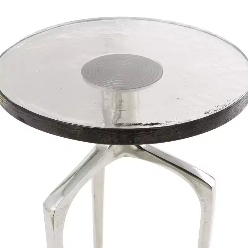 Aluminum Accent Table with Textured Glass Tabletop