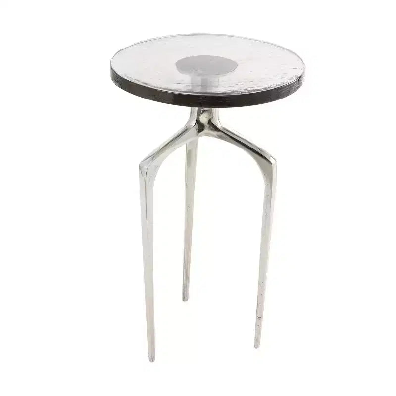 Aluminum Accent Table with Textured Glass Tabletop
