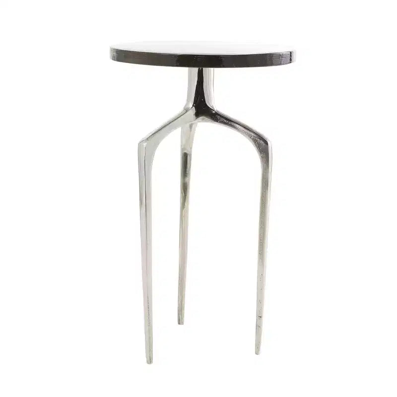 Aluminum Accent Table with Textured Glass Tabletop