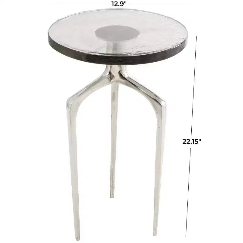 Aluminum Accent Table with Textured Glass Tabletop