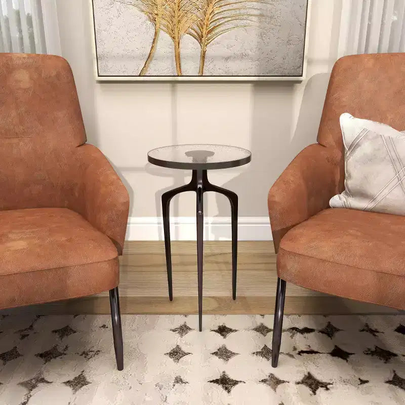 Aluminum Accent Table with Textured Glass Tabletop