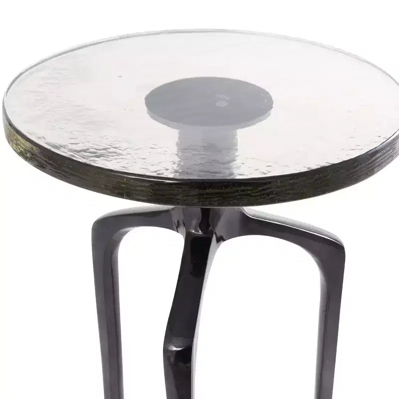 Aluminum Accent Table with Textured Glass Tabletop