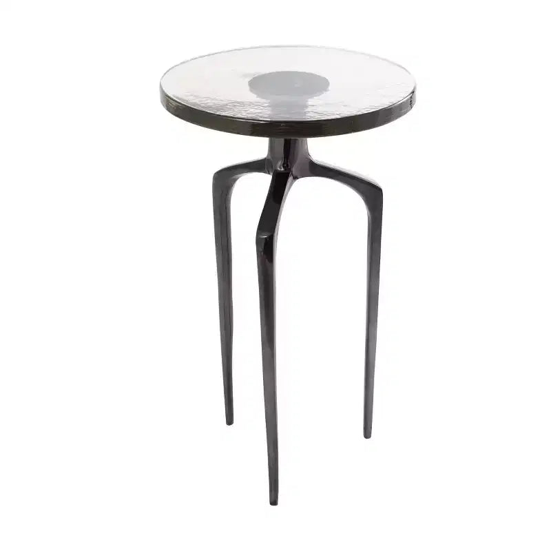 Aluminum Accent Table with Textured Glass Tabletop