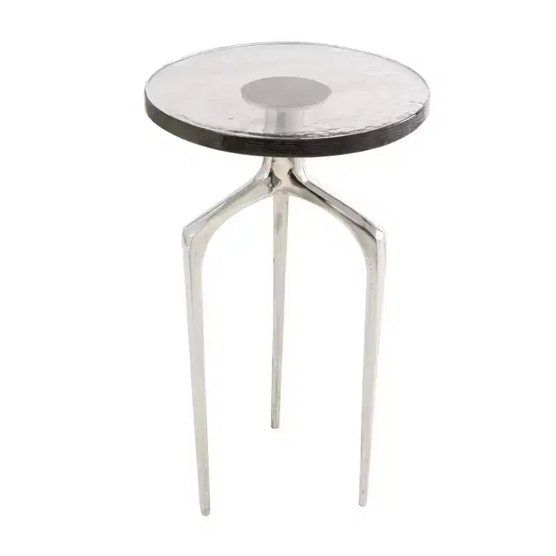 Aluminum Accent Table with Textured Glass Tabletop