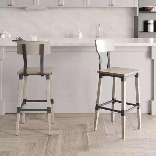 2 Pack Commercial Grade Rustic Industrial Style Wood Dining Barstool