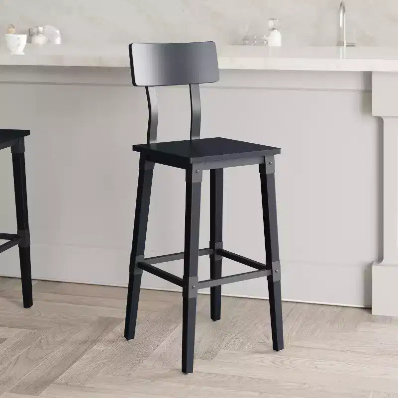2 Pack Commercial Grade Rustic Industrial Style Wood Dining Barstool