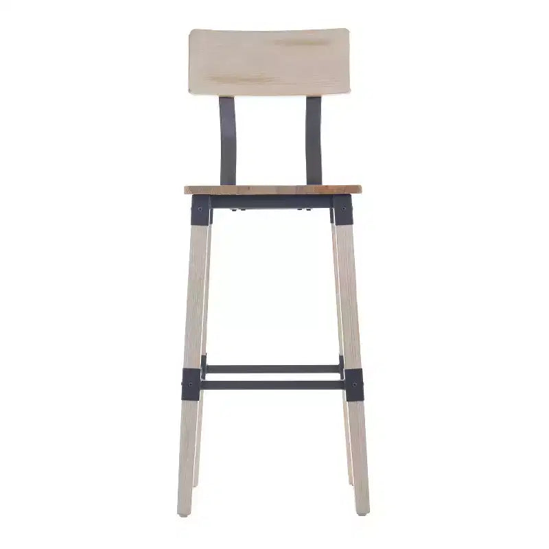 2 Pack Commercial Grade Rustic Industrial Style Wood Dining Barstool