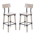 Emma and Oliver 2 Pack Commercial Grade Rustic Industrial Style Wood Dining Barstool