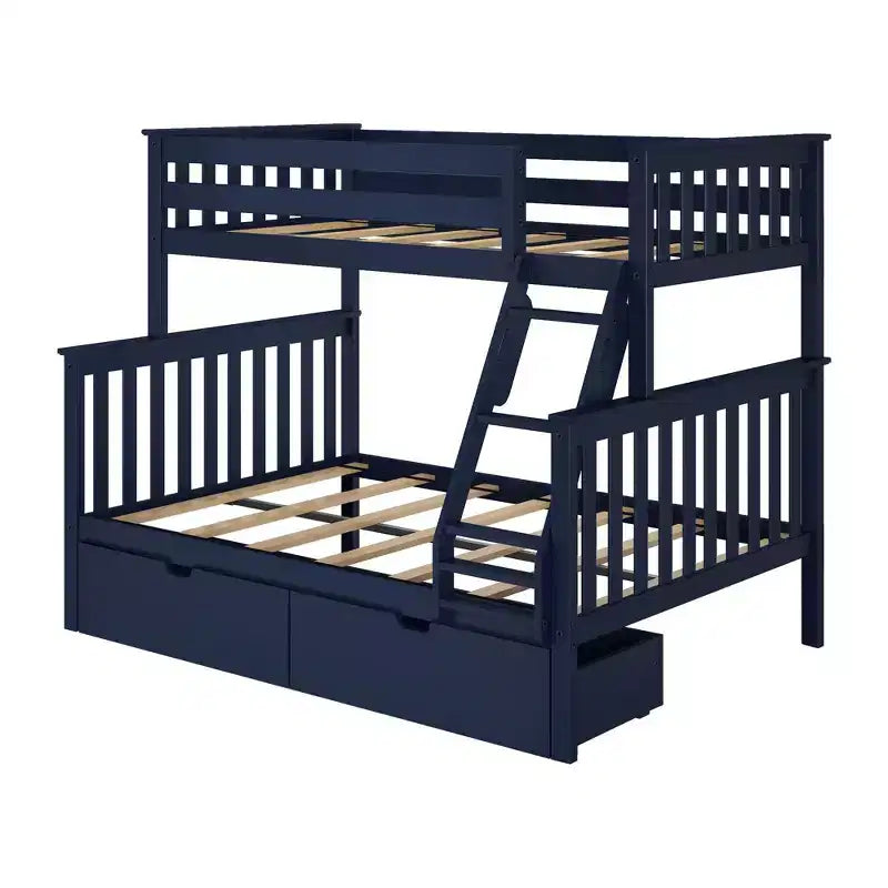 Solid Wood Twin over Full Bunk Bed with Storage Drawers for Adults/Kids