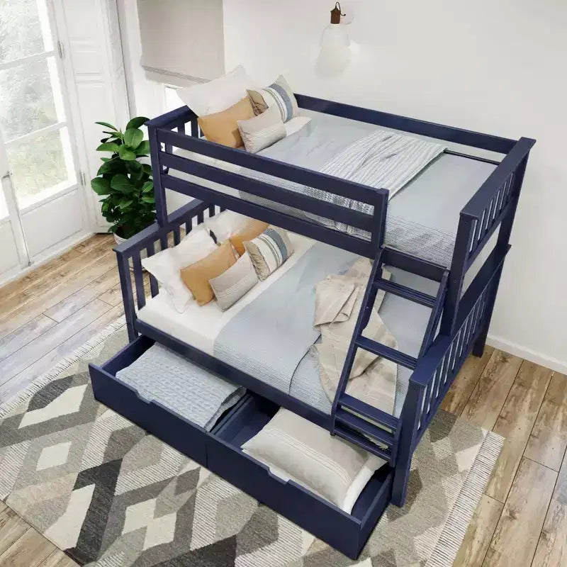 Solid Wood Twin over Full Bunk Bed with Storage Drawers for Adults/Kids