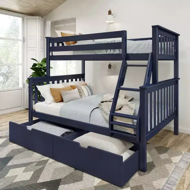 Solid Wood Twin over Full Bunk Bed with Storage Drawers for Adults/Kids
